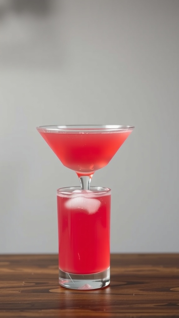 A pink gin sour cocktail displayed in a stylish glass.