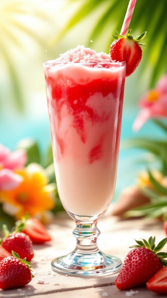 Strawberry Coconut Lava Flow Mocktail Recipe