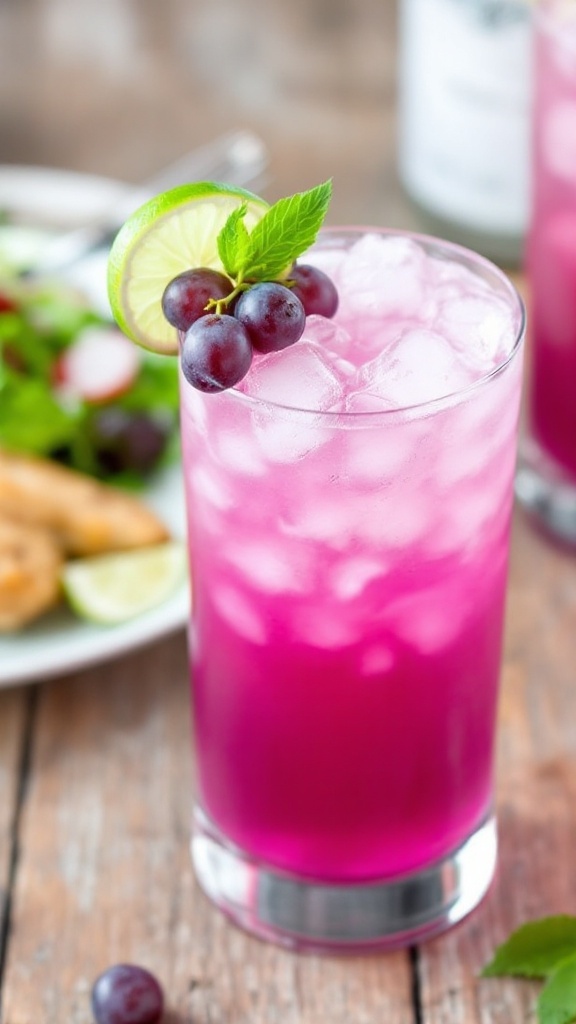 Refreshing Concord Grape and Ginger Vodka Cocktail