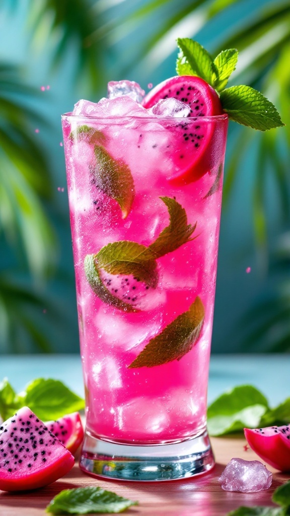 Refreshing Pretty Pink Dragon Fruit Mojito
